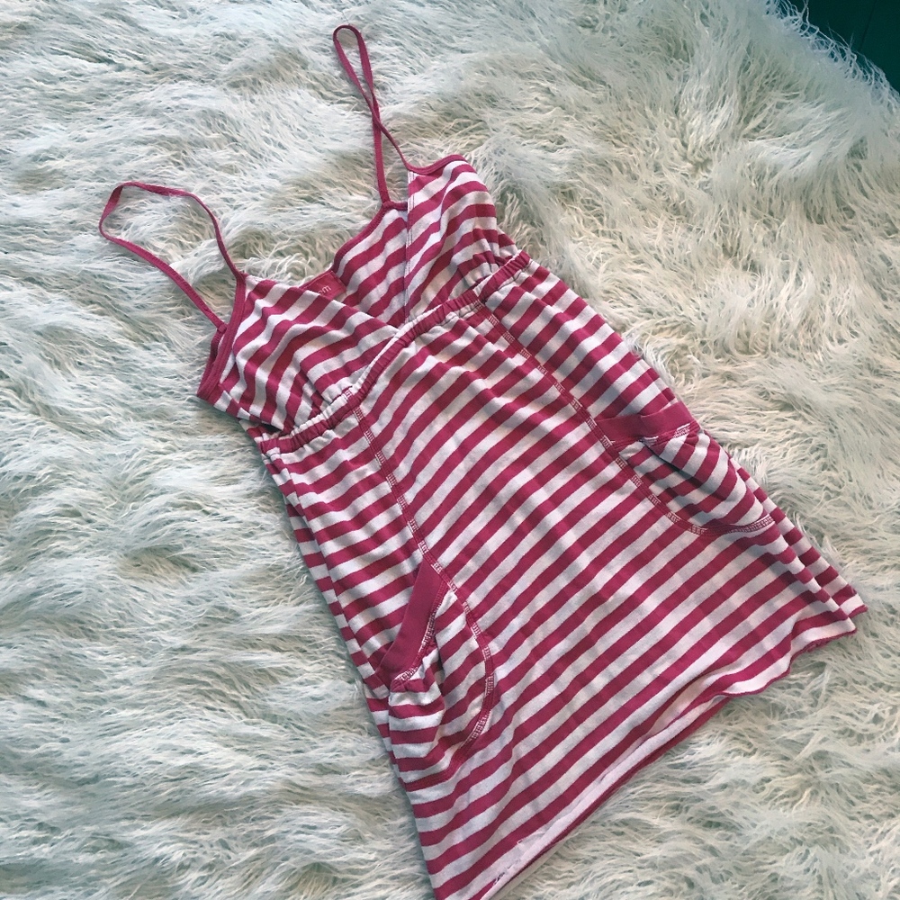 Hem Striped Terry Cloth Dress